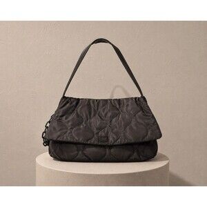 Steve Madden Quilted Puffer Black Shoulder Handbag  Chain Y2K Flap Purse